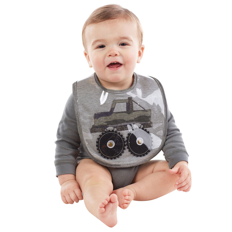 Mud Pie Infant Boys' Camo Truck Laminated Baby Bib image number 1