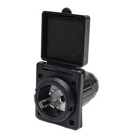 Electric World 50A Black RV Inlet with Stainless Steel Cover