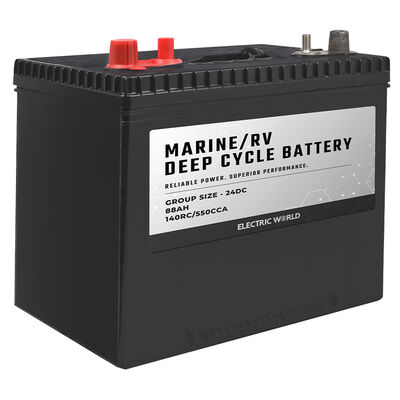 Electric World Marine/RV Deep Cycle Battery, Group Size 24M, 550 CCA
