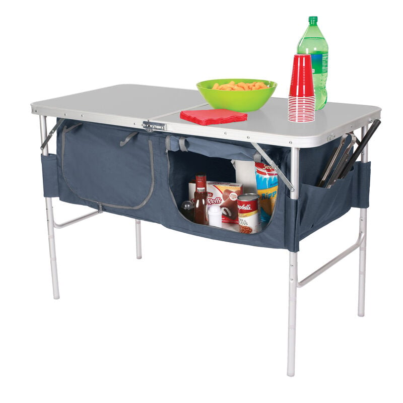 Fold-N-Half Table with Heat-Resistant Top and Storage Bins image number 6