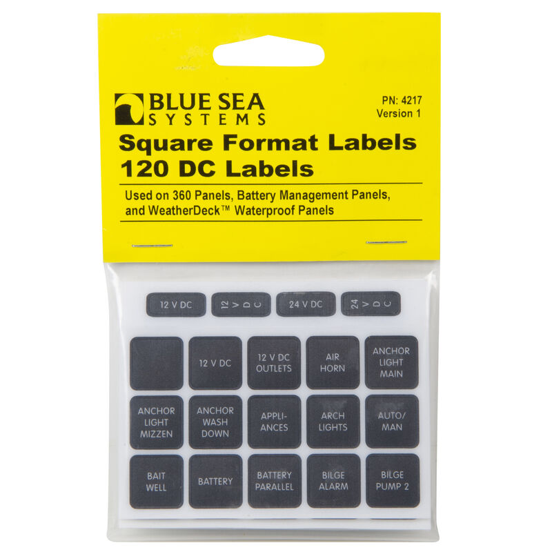 Blue Sea 4217 Square Format DC Panel Label Set, 120 labels image number 2
