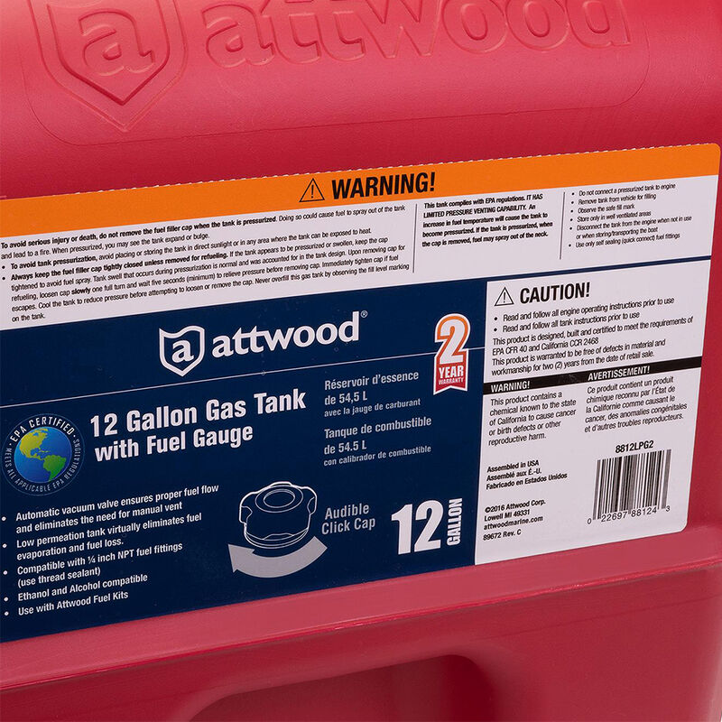 Attwood 12-Gallon Portable Fuel Tank image number 4