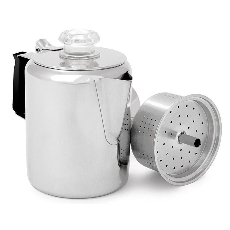 GSI Outdoors Glacier 9-Cup Stainless Steel Percolator w/ Silicone Handle, 65209 image number 1