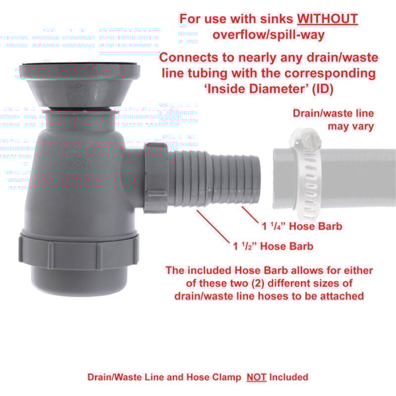 Ambassador Marine 2" Trap Drain with 1-1/4" and 1-1/2" Hose Barb image number 4