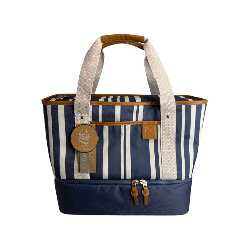 C&C California Navy Double Decker Stripe 30 Can Cooler Tote 