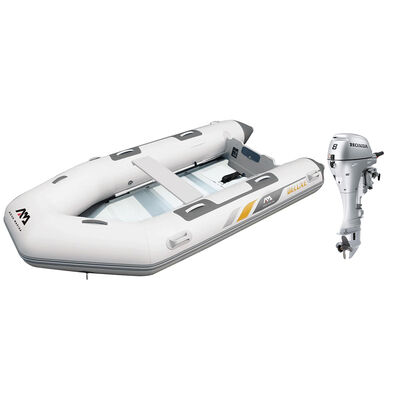 Aqua Marina 9'9" A-Deluxe Inflatable Speed Boat with Aluminum Deck and Honda 8 HP Outboard with 15" Shaft