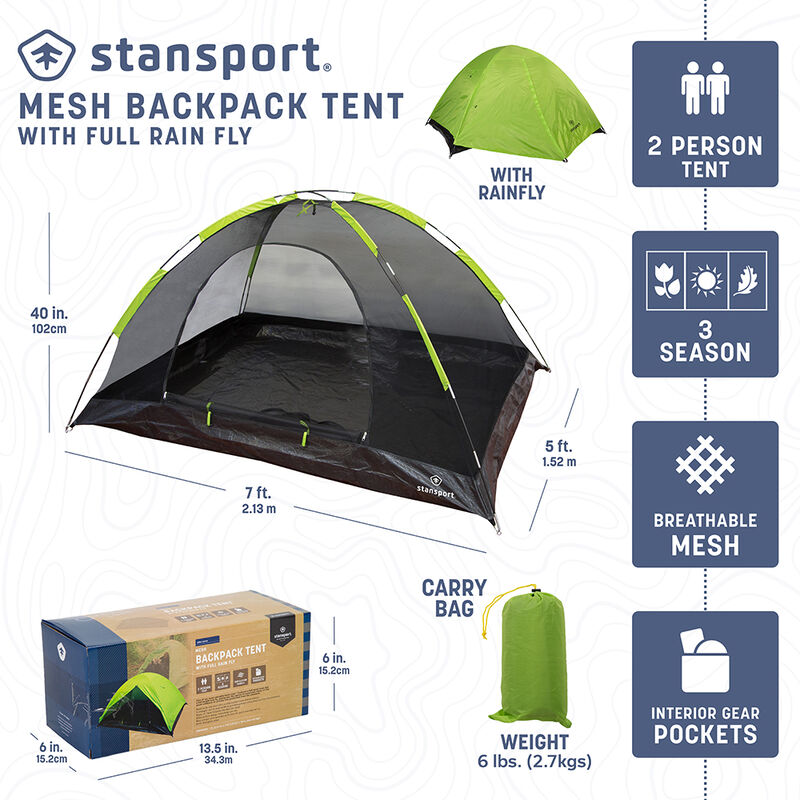 Stansport Starlite I Mesh Backpack Tent with Full Rain Fly image number 5