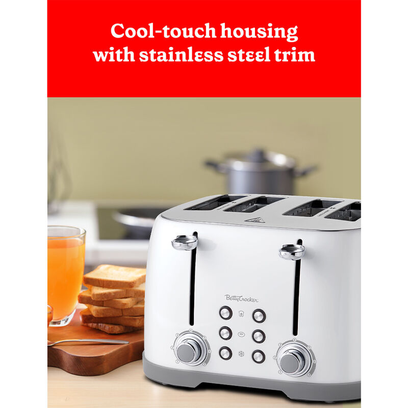 Betty Crocker 4-Slice Toaster, White image number 8
