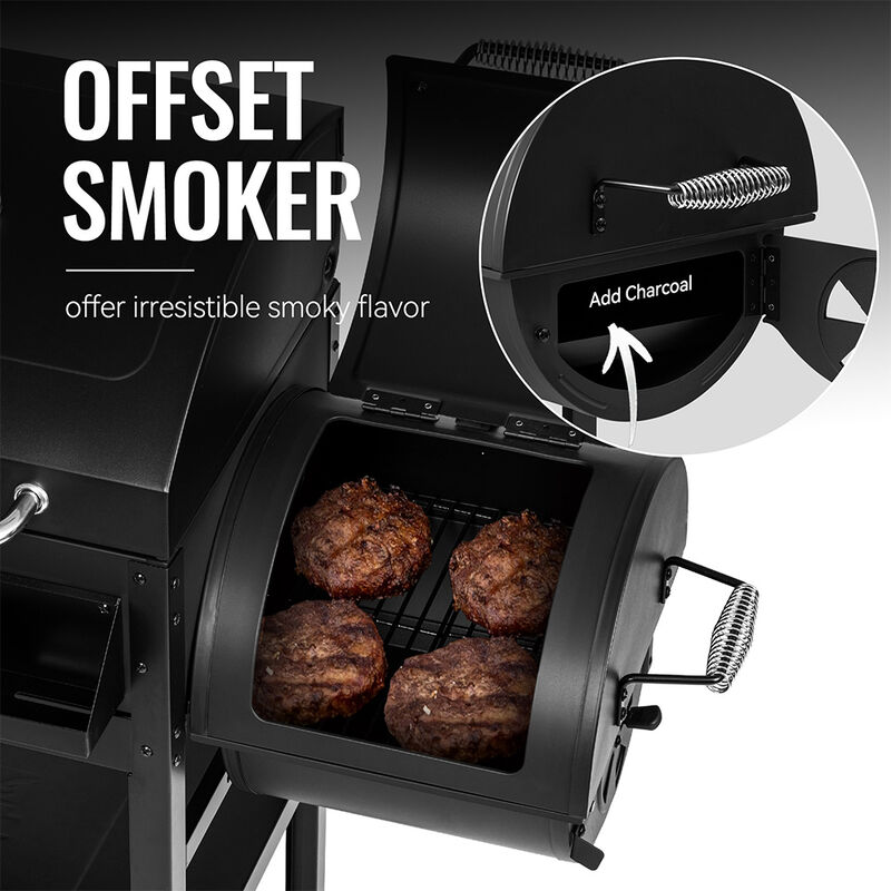 Royal Gourmet ZH3005Y 2-Burner Gas/Charcoal Grill with Offset Smoker + Side Burner image number 14