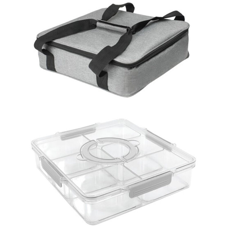 Gourmet Kitchen Insulated Cooler Tote Bag with Compartment Tray & 2 Ice Packs - Glacier Gray image number 1