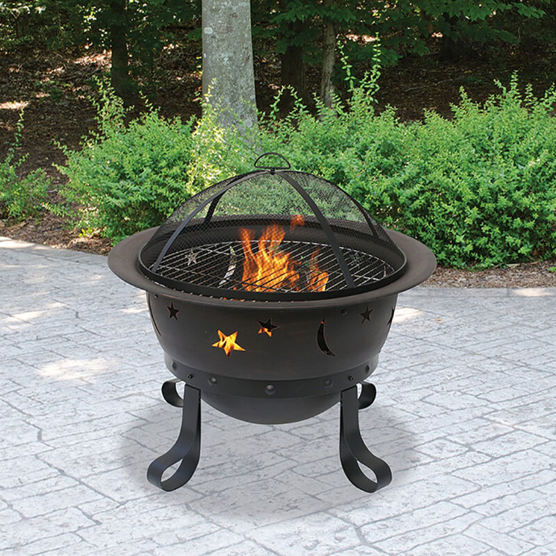 Endless Summer Oil-Rubbed Bronze Wood-Burning Outdoor Fire Pit with Stars and Moons image number 2