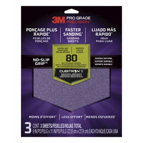 3M Sanding Sheets with No-Slip Grip, 80-grit