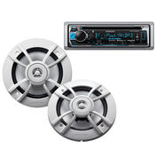 Kenwood KMR-D365BT Marine CD Bluetooth Receiver Package w/Two 6.5" Speakers