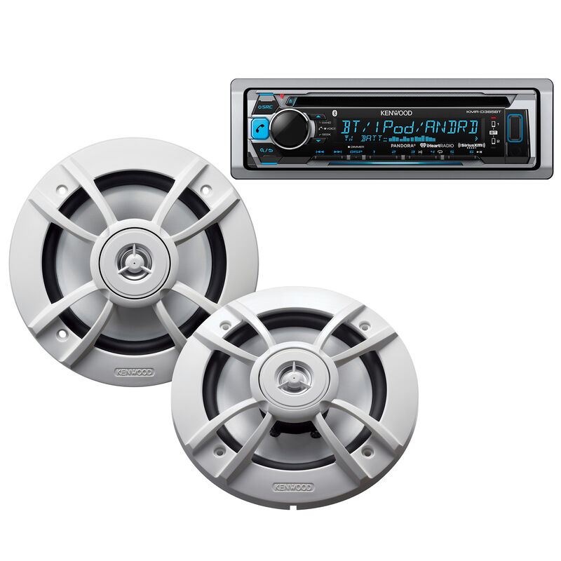 Kenwood KMR-D365BT Marine CD Bluetooth Receiver Package w/Two 6.5" Speakers image number 1