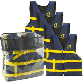 Overton's Universal Adult Life Jackets 4-Pack, Blue