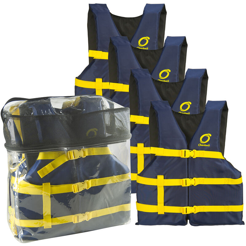 Overton's Universal Adult Life Jackets 4-Pack, Blue
