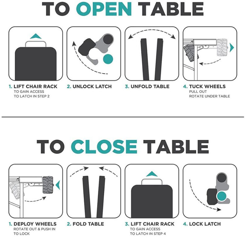Creative Outdoor 2-in-1 Revolutionary Rolling Table with Chair Rack image number 7