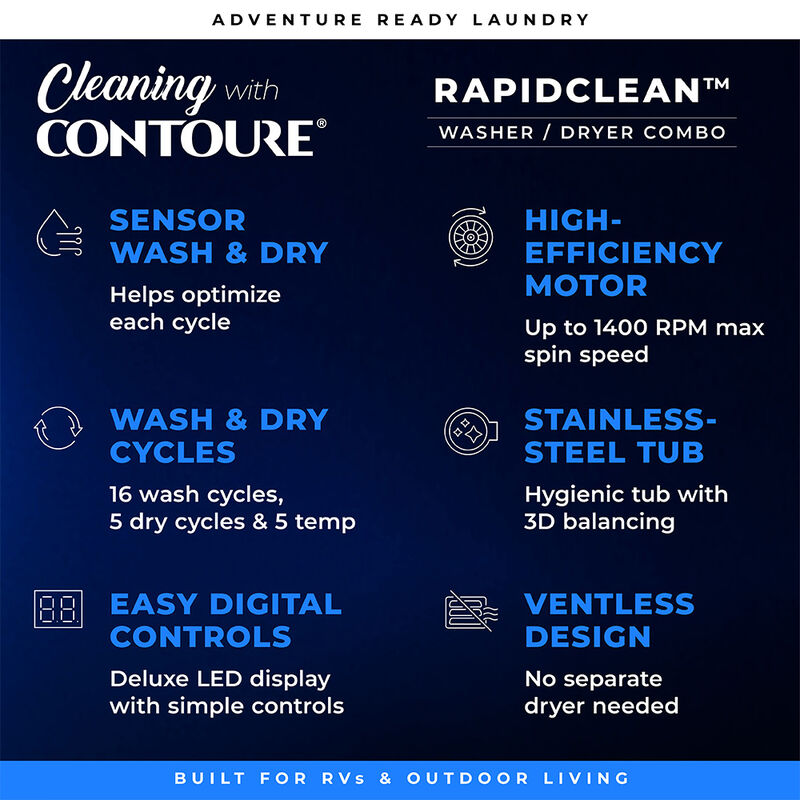 CONTOURE 2.7 cu. ft. Washer / Dryer Combo with Steam, Ventless, White &ndash; Camping World Exclusive! image number 5