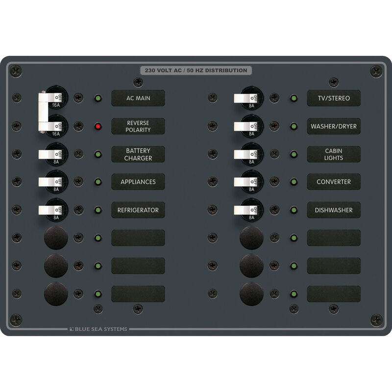 Blue Sea Systems AC Main +14 Positions Panel (European) image number 1
