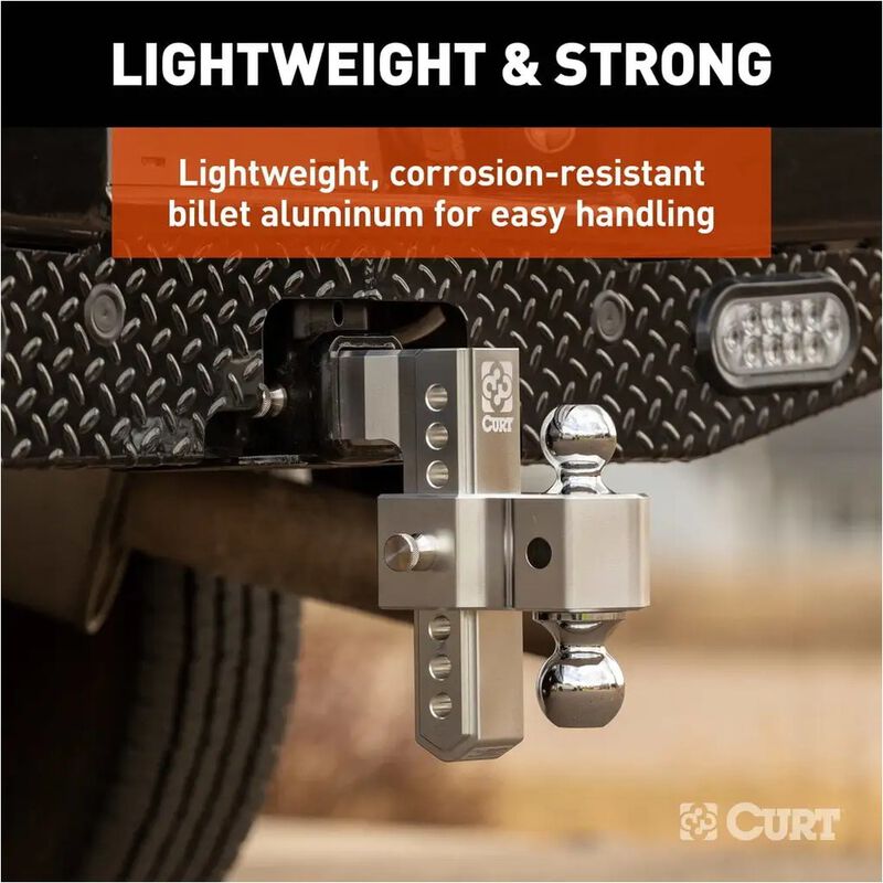 CURT AlumaLite Aluminum Hitch w/Dual Ball, 8 in Drop, 2-1/2 in Shank #45386 image number 9