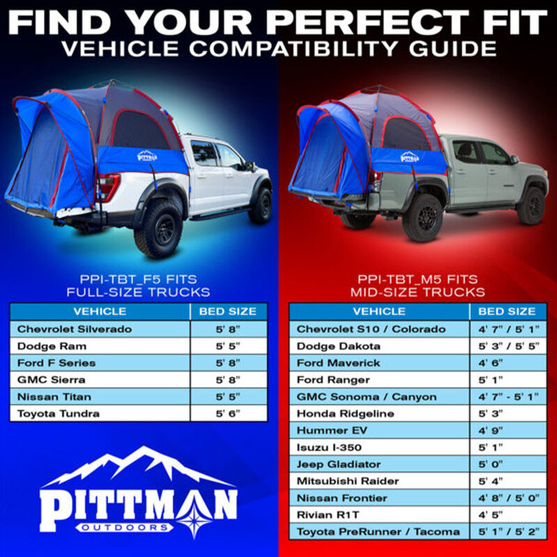 Pittman Outdoors EZ-Up Truck Bed Tent for Full-Size Trucks with 5.5'-5.8' Beds image number 6