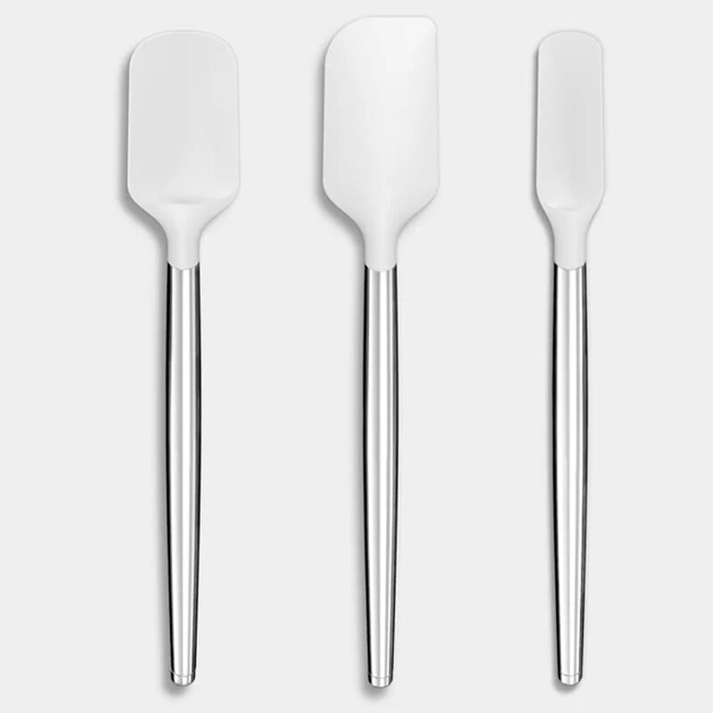 Art and Cook 3 Piece Silicone Spatula Set, Grey/Silver