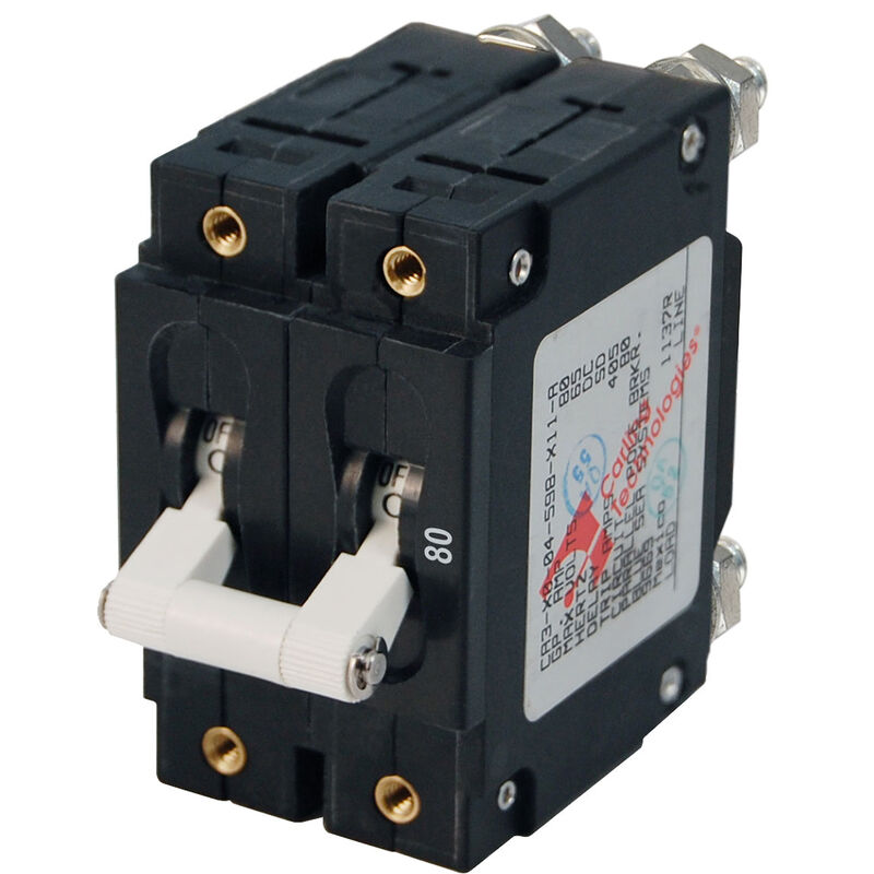 Blue Sea Systems C-Series Toggle Switch Circuit Breaker, Double Pole 80 Amp image number 1