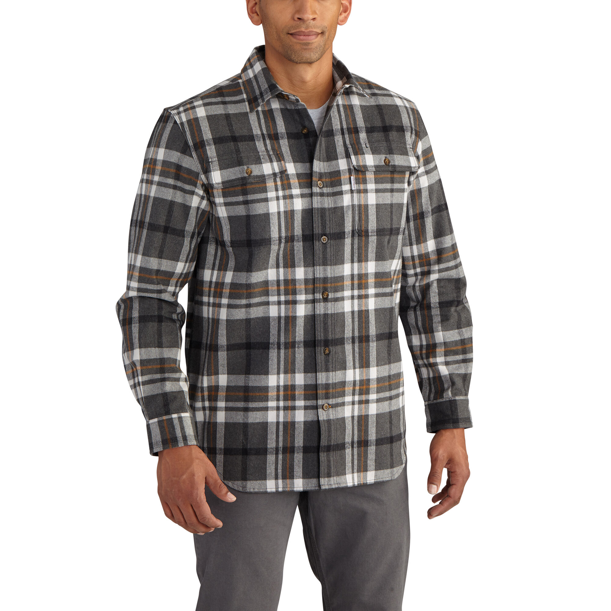 carhartt men's hubbard plaid long sleeve button down shirt