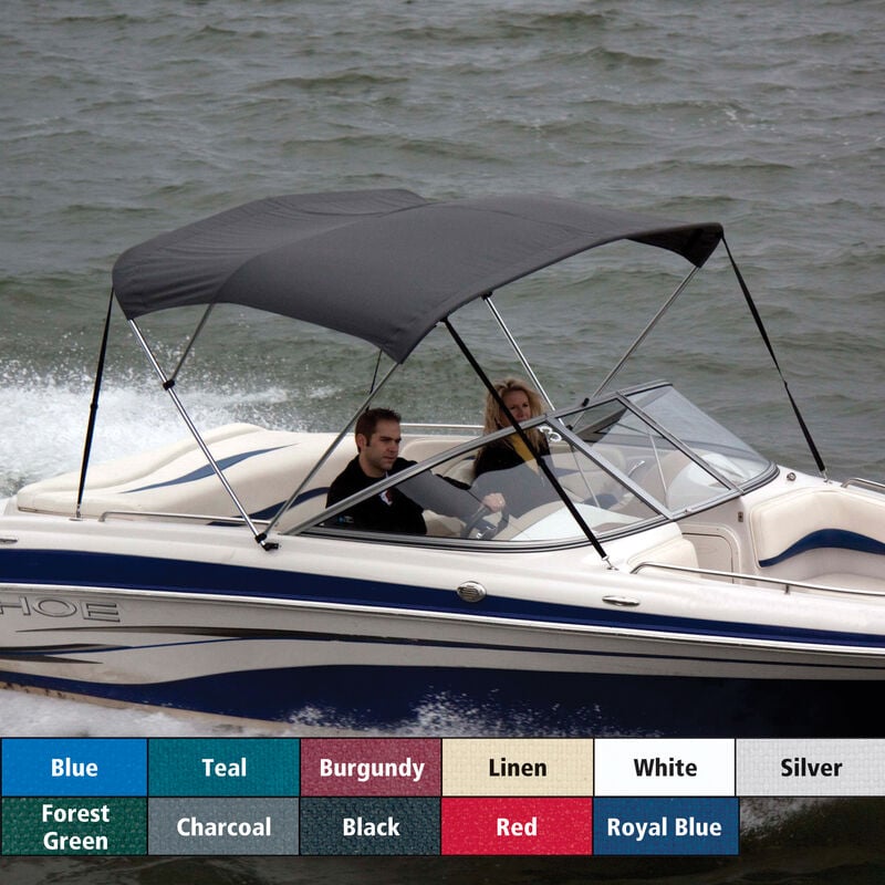 Bimini Top Polyester Fabric and Boot Only, 3-Bow 6'L, 46"/54"H, 91"-96"W image number 1