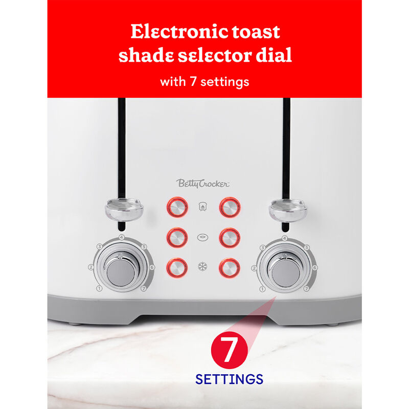 Betty Crocker 4-Slice Toaster, White image number 4