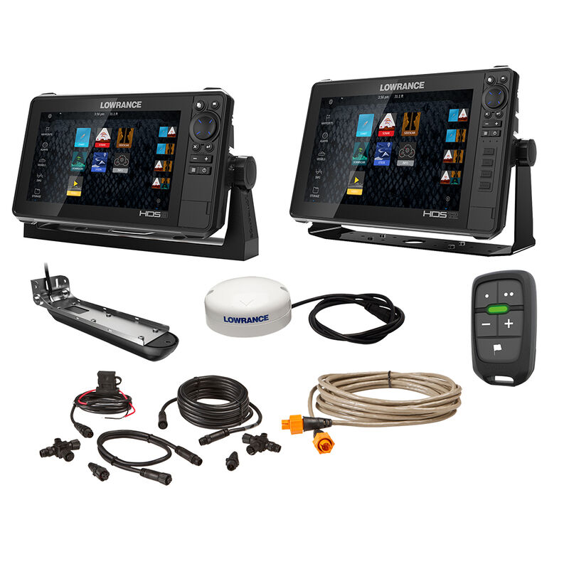 Lowrance HDS Live Bundle - 9" & 12" Display AI 3-In-1 T/M Transducer, Point 1 GPS Antenna, LR-1 Remote & Cabling image number 1