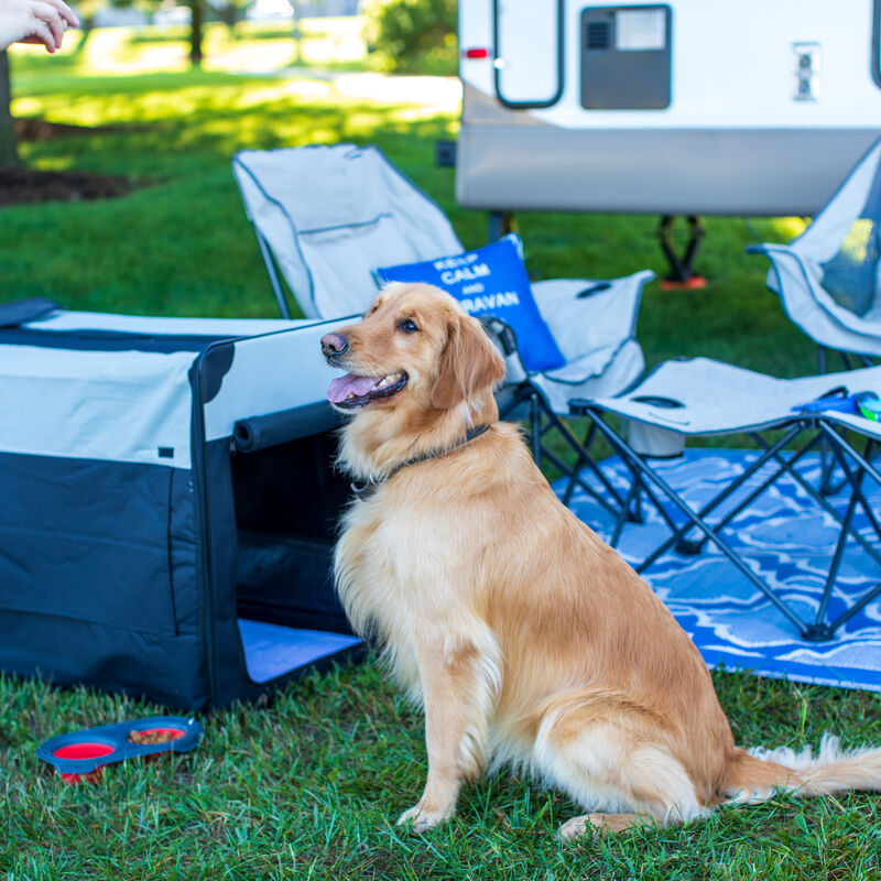 Lippert Collapsible Soft Pet Crate - Large, Black/Grey image number 4