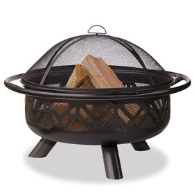 Endless Summer Oil-Rubbed Bronze Wood-Burning Outdoor Fire Pit with Geometric Design