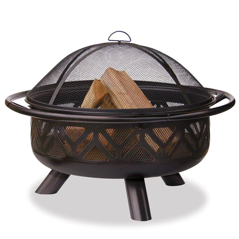 Endless Summer Oil-Rubbed Bronze Wood-Burning Outdoor Fire Pit with Geometric Design