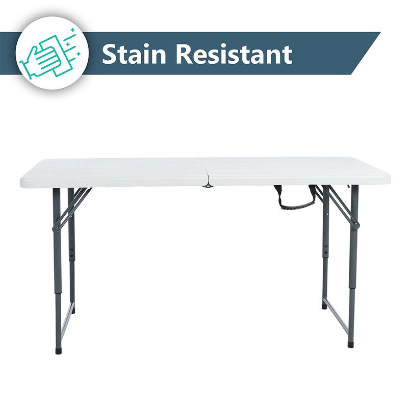 Peakform 4' Adjustable Fold-in-Half Table, White image number 7