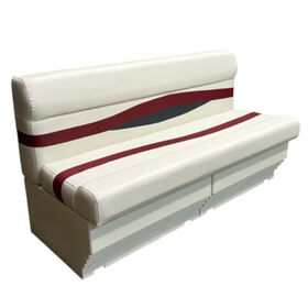 Horizon Manufacturing Elite Series 55" Pontoon Bench Seat Cushion w/ 2 Bases - White/Red/Charcoal