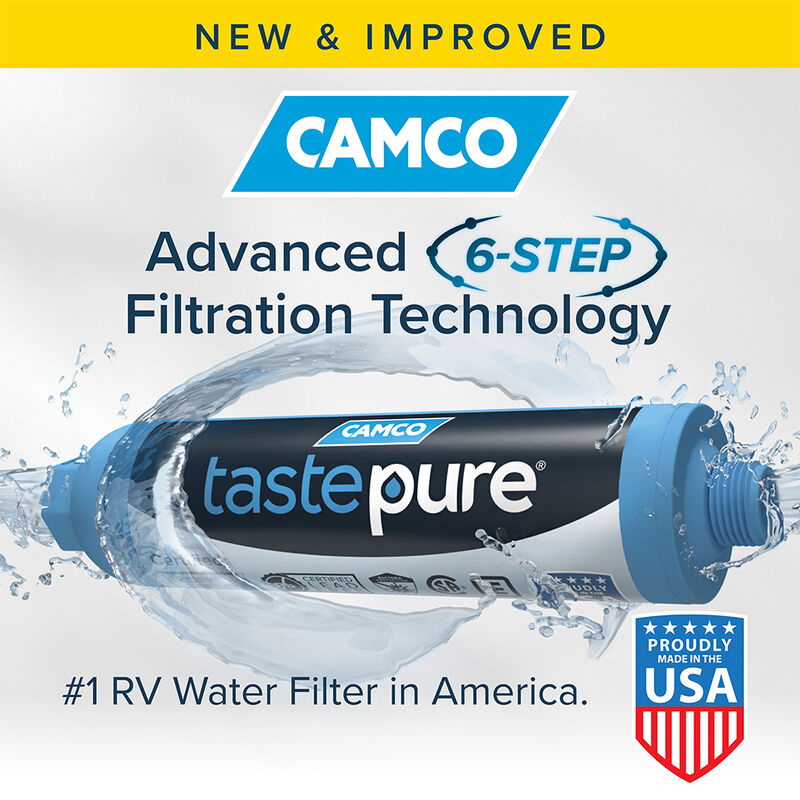 Camco TastePURE XL KDF/Carbon RV Water Filter with Flexible Hose Protector  image number 2
