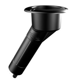 Tigress ABS Plastic Combination Rod and Cup Holder, 30&deg; Angle Round Top, Drain at Bottom, Black
