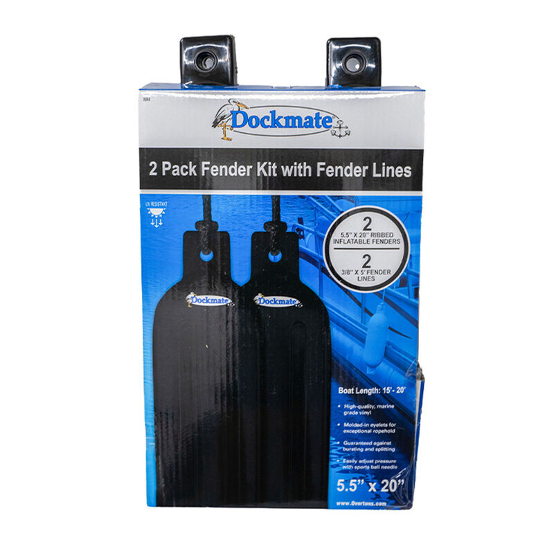 Dockmate UV Protected 5.5" x 20" Tuff Shield Fender 2-Pack w/ Lines - Black image number 4