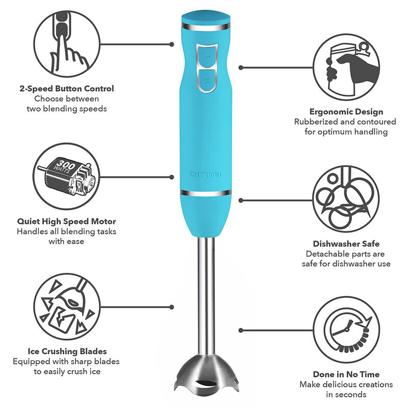 Chefman Hand Blender, Turquoise Overton's