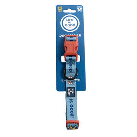 Life is Good Sports Icon Dog Collar, Smoky Blue, Medium