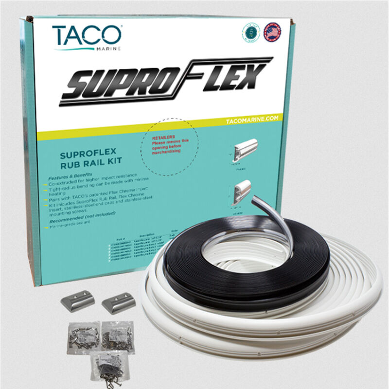 TACO Marine Semi-Rigid SuproFlex Small Rub Rail Kit, 60' x 1-5/8" x 7/8", Arctic White image number 3