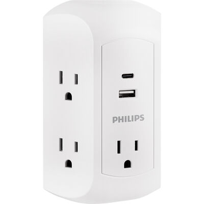 Philips 5-Outlet USB/USB-C Charging Surge Protector