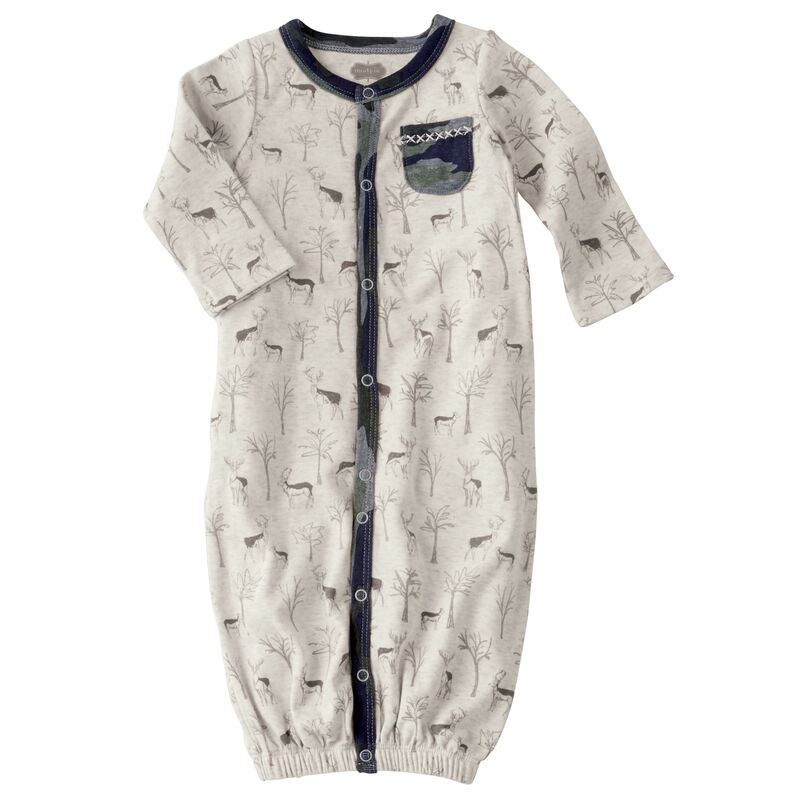 Mud Pie Infant Boys' Forest Deer Print Convertible Gown image number 1