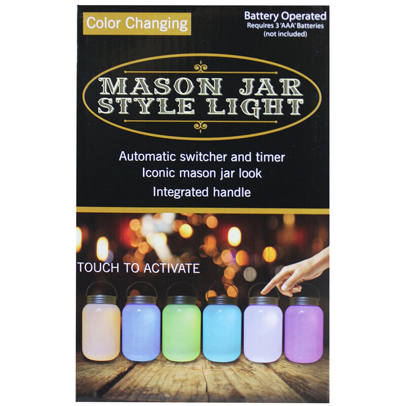 Color-Changing Mason Jar Style Light image number 1