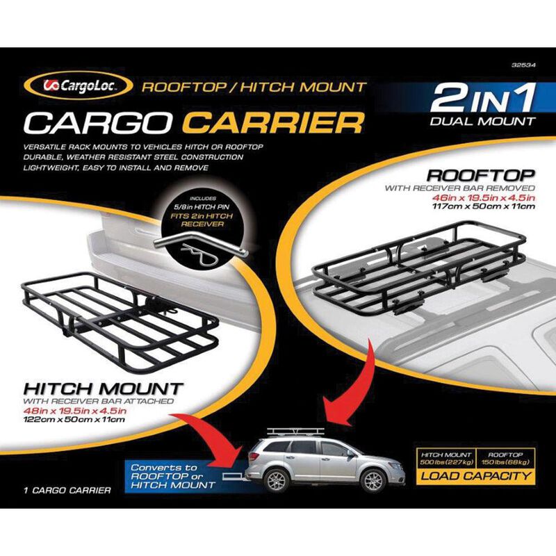CargoLoc 2-In-1 Hitch-Mount Carrier And Roof Basket image number 3