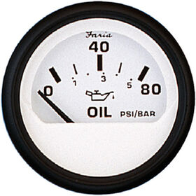 Faria 2" Euro White Series Oil Pressure Gauge, 80 PSI