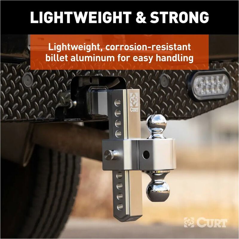 CURT AlumaLite Aluminum Hitch w/Dual Ball, 10 in Drop, 2-1/2 in Shank #45387 image number 9