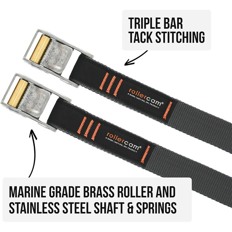 Rollercam Straight End 0.75" Wide Tie-Downs, 1' Long, Set of 2 image number 2