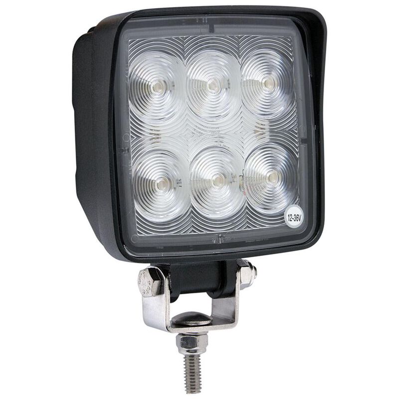 LED Mini Rectangle Tractor Light; 325 Lumens; 3 HP Diodes, Cast Iron Aluminum Housing; Flood; Steel hardware image number 1
